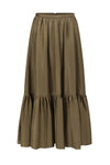 INTO THE EAST 25 Autumn/Winter Moss Green Lace-Up Silk Top/Spliced Layered Silk Skirt ITE-E1DGAW003GR20SK-LV Skirt (E1DGAW002GR20TP)